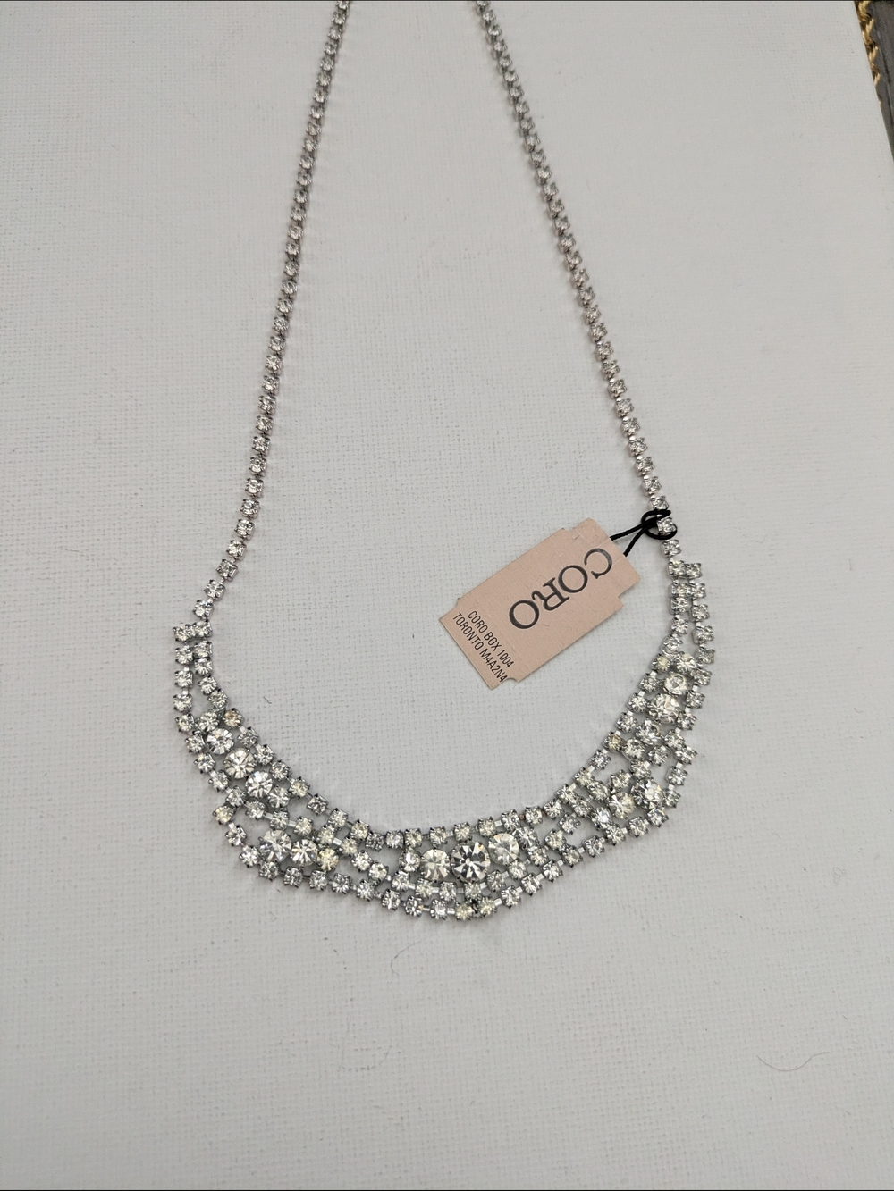 Coro Silver-Tone Triple Row European Crystal Necklace - Picture 3 of 5
